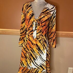Tiger Print V-Neck Dress